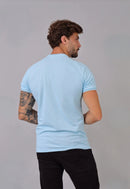 Camiseta com Zíper Azul Claro