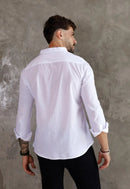 Camisa Masculina Gola Padre Tecido Leve Branca