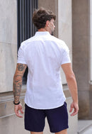 Camisa Masculina Manga Curta Gola Padre Slim Branca