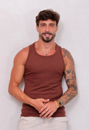 Camiseta Regata Americana Masculina Marrom