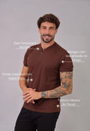 Camiseta com Zíper Marrom