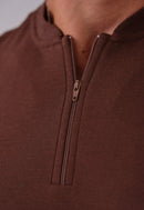 Camiseta com Zíper Marrom
