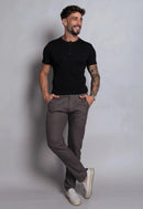 Camiseta Henley Canelada Preta